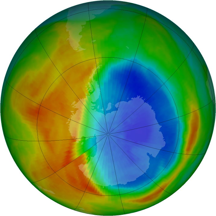 Antarctic ozone map for 16 October 1982